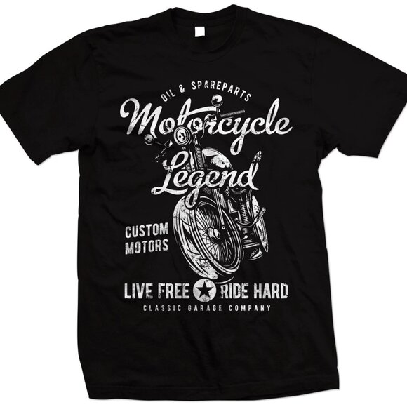 Motorcycle, Motorbike - Motorcycle Legends, Live Free, Ride Hard - Biker T Shirt - Picture 1 of 5